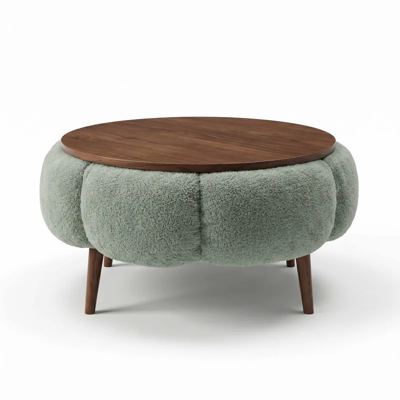 Sofabord Homitis Papatya 60 (Ø60 x H44 cm) Grøn valnød, undefined