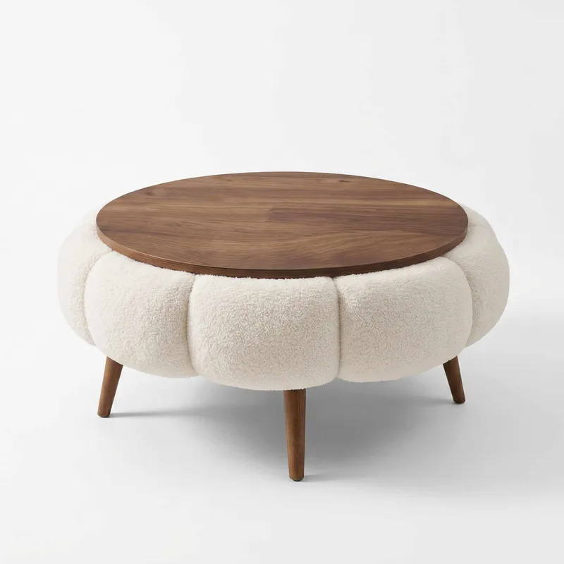 Sofabord Homitis Papatya 60 (Ø60 x H44 cm) Hvid valnød, undefined