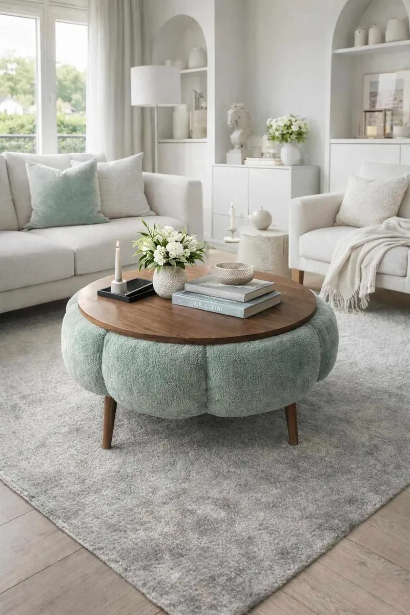 Sofabord Homitis Papatya 60 (Ø60 x H44 cm) Grøn valnød - Møbler - Borde - Sofabord