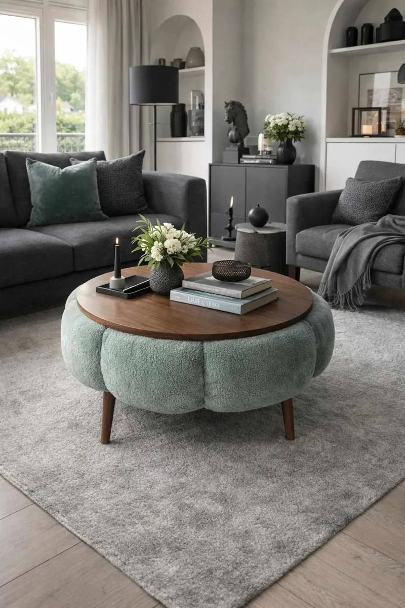 Sofabord Homitis Papatya 60 (Ø60 x H44 cm) Grøn valnød - Møbler - Borde - Sofabord