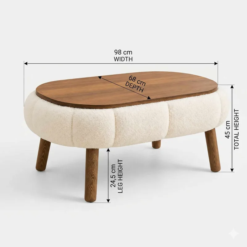 Sofabord Homitis Papatya (98 x 45 x 68 cm) Hvid - Møbler - Borde - Sofabord