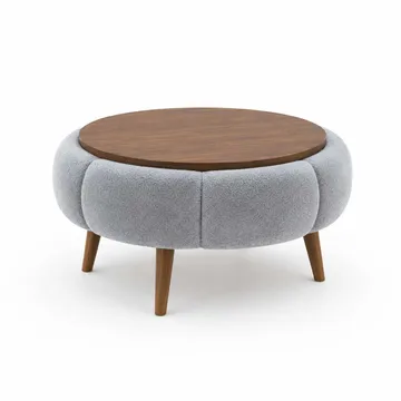 Sofabord Homitis Papatya 60 (Ø60 x H44 cm) Grå valnød