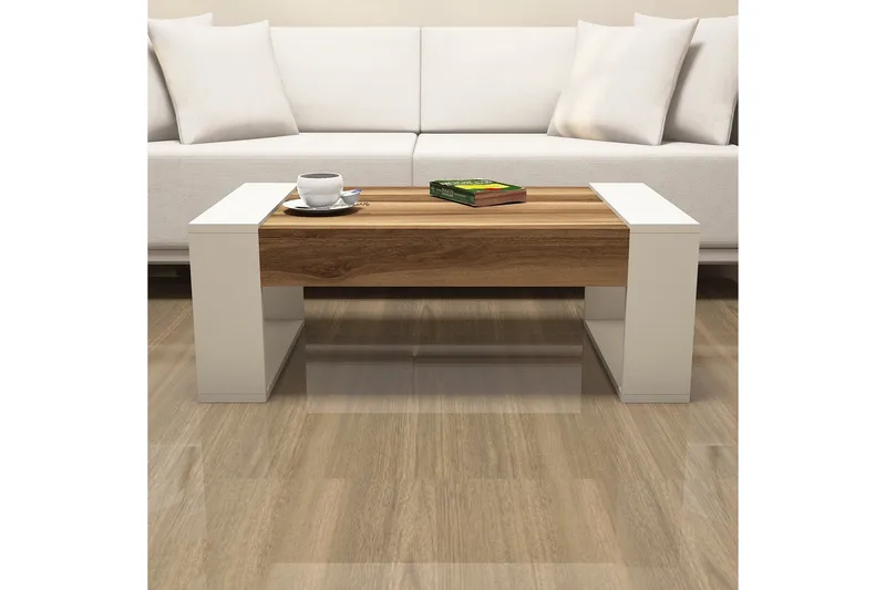 Hommaz Sofabord 102 cm - Valnøddebrun/Cremehvid - Møbler - Borde - Sofabord