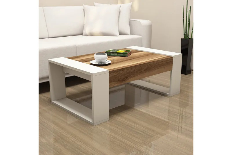 Hommaz Sofabord 102 cm - Valnøddebrun/Cremehvid - Møbler - Borde - Sofabord