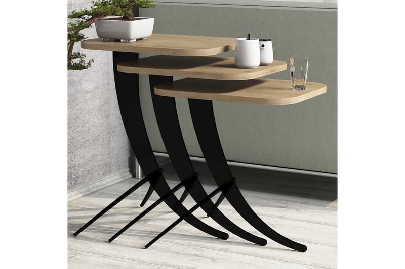 Hovdane Indskudsbord 45 cm 3 Bord - Brun/Sort - Møbler - Borde - Sofabord