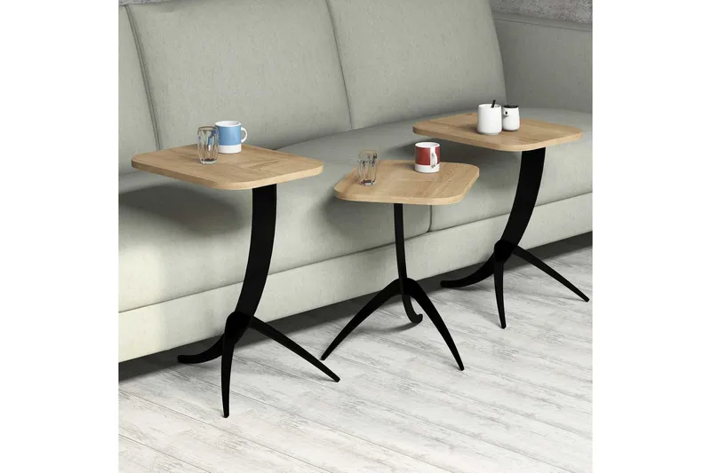 Hovdane Indskudsbord 45 cm 3 Bord - Brun/Sort - Møbler - Borde - Sofabord