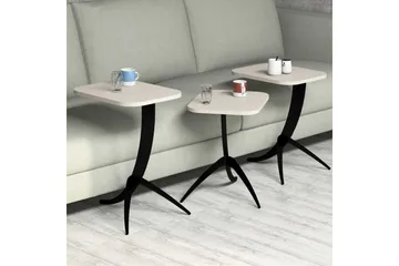 Hovdane Indskudsbord 45 cm 3 Bord - Cremehvid/Sort - Møbler - Borde - Sofabord