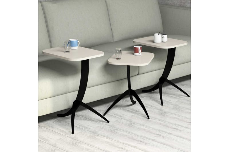 Hovdane Indskudsbord 45 cm 3 Bord - Cremehvid/Sort - Møbler - Borde - Sofabord