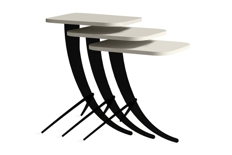 Hovdane Indskudsbord 45 cm 3 Bord - Cremehvid/Sort - Møbler - Borde - Sofabord