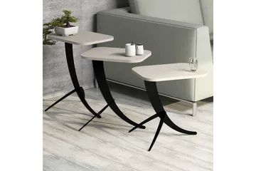 Hovdane Indskudsbord 45 cm 3 Bord - Cremehvid/Sort - Møbler - Borde - Sofabord