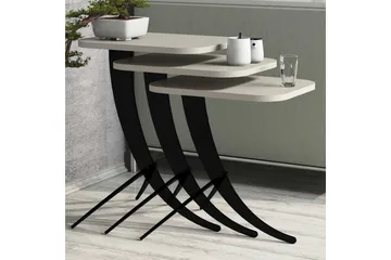 Hovdane Indskudsbord 45 cm 3 Bord - Cremehvid/Sort - Møbler - Borde - Sofabord