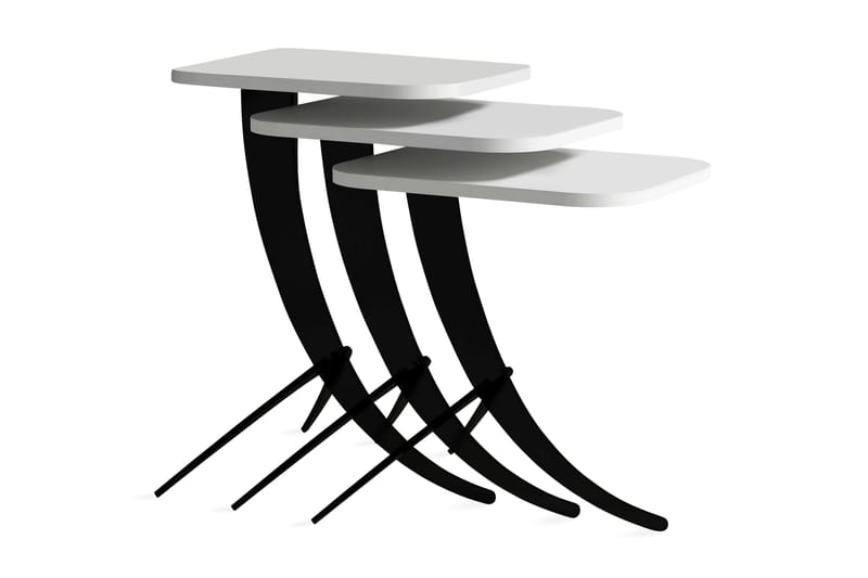 Hovdane Indskudsbord 45 cm 3 Bord - Hvid/Sort - Møbler - Borde - Sofabord