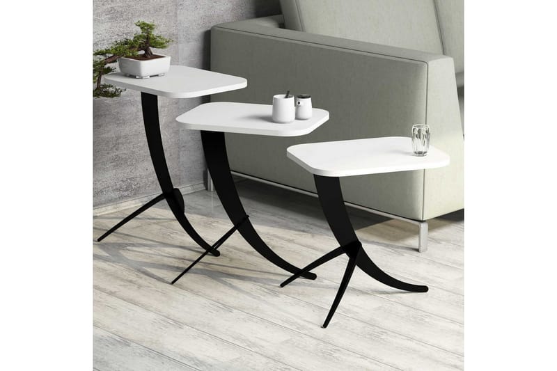 Hovdane Indskudsbord 45 cm 3 Bord - Hvid/Sort - Møbler - Borde - Sofabord