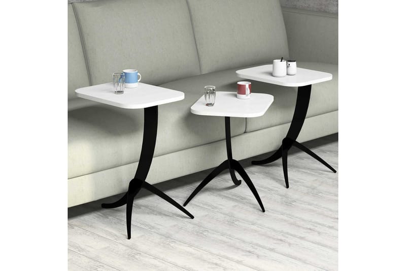 Hovdane Indskudsbord 45 cm 3 Bord - Hvid/Sort - Møbler - Borde - Sofabord