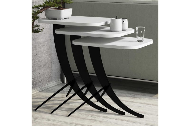 Hovdane Indskudsbord 45 cm 3 Bord - Hvid/Sort - Møbler - Borde - Sofabord
