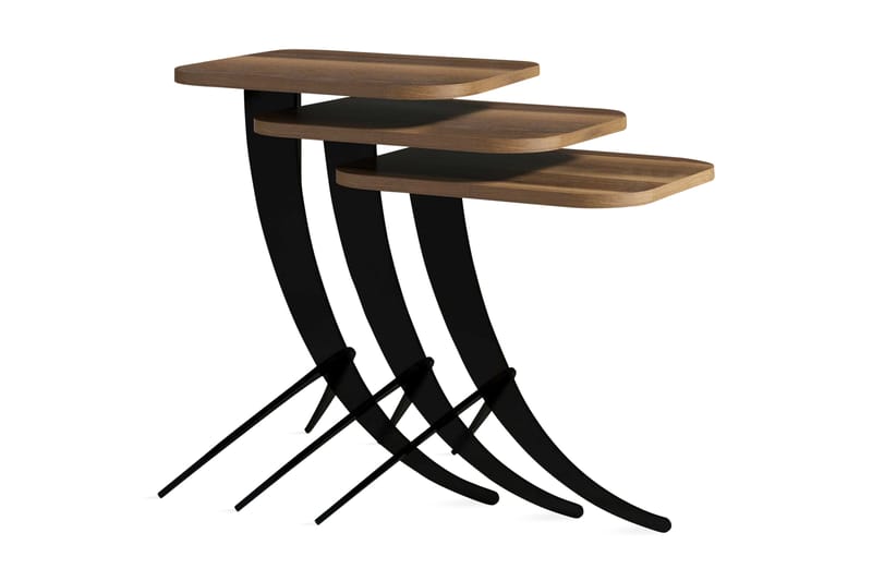 Hovdane Indskudsbord 45 cm 3 Bord - Mørkebrun/Sort - Møbler - Borde - Sofabord