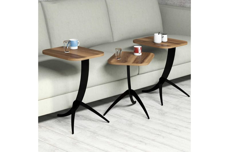 Hovdane Indskudsbord 45 cm 3 Bord - Mørkebrun/Sort - Møbler - Borde - Sofabord