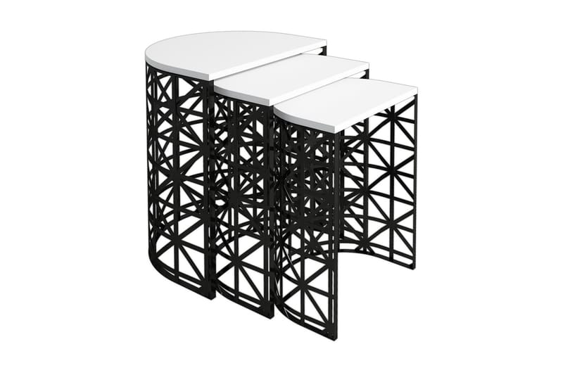 Hovdane Indskudsbord 46 cm Halvcirkel 3 Bord - Hvid/Sort - Sofabord - Indskudsborde