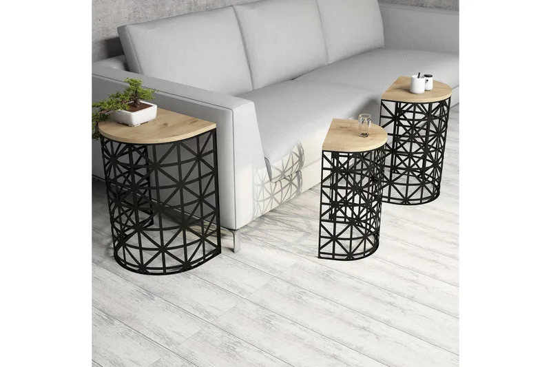 Hovdane Indskudsbord 46 cm Halvcirkel 3 Bord - Møbler - Borde - Sofabord