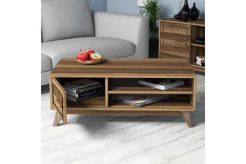 Hovdane Sofabord 105 cm m Opbevaring 2 Hylder+Skab Diamantmø - Brun - Møbler - Borde - Sofabord