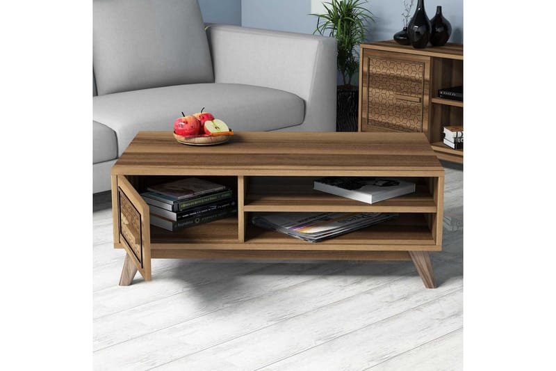 Hovdane Sofabord 105 cm m Opbevaring 2 Hylder+Skab Diamantmø - Brun - Møbler - Borde - Sofabord