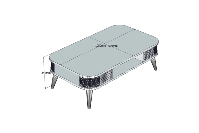 Hovdane Sofabord 105 cm med Opbevaring Hylde Runde Hjørne - Brun - Møbler - Borde - Sofabord