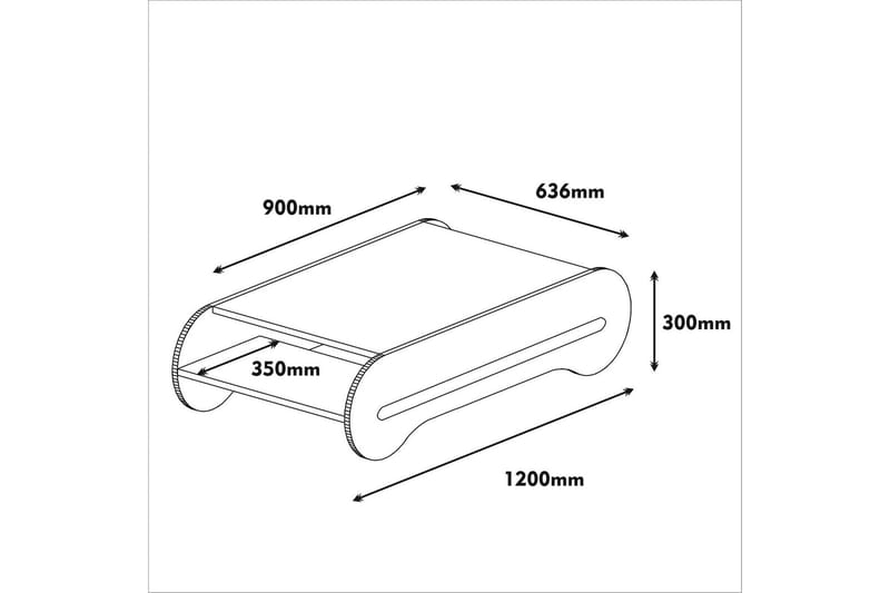 Hovdane Sofabord 120 cm med Opbevaring Hylde - Brun/Hvid - Møbler - Borde - Sofabord
