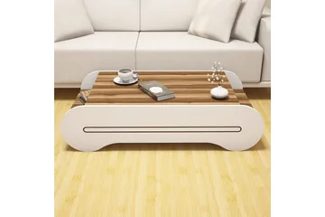Hovdane Sofabord 120 cm med Opbevaring Hylde - Brun/Hvid - Møbler - Borde - Sofabord