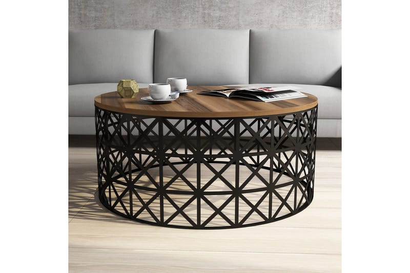 Hovdane Sofabord 90 cm Rundt - Brun/Sort - Møbler - Borde - Sofabord