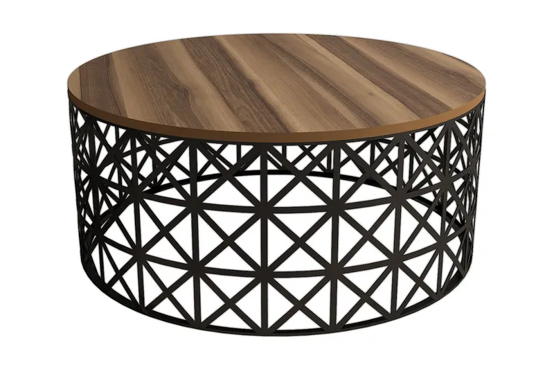 Hovdane Sofabord 90 cm Rundt, Brun/Sort