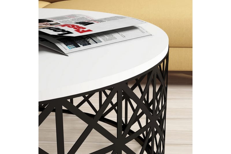 Hovdane Sofabord 90 cm Rundt - Hvid/Sort - Møbler - Borde - Sofabord