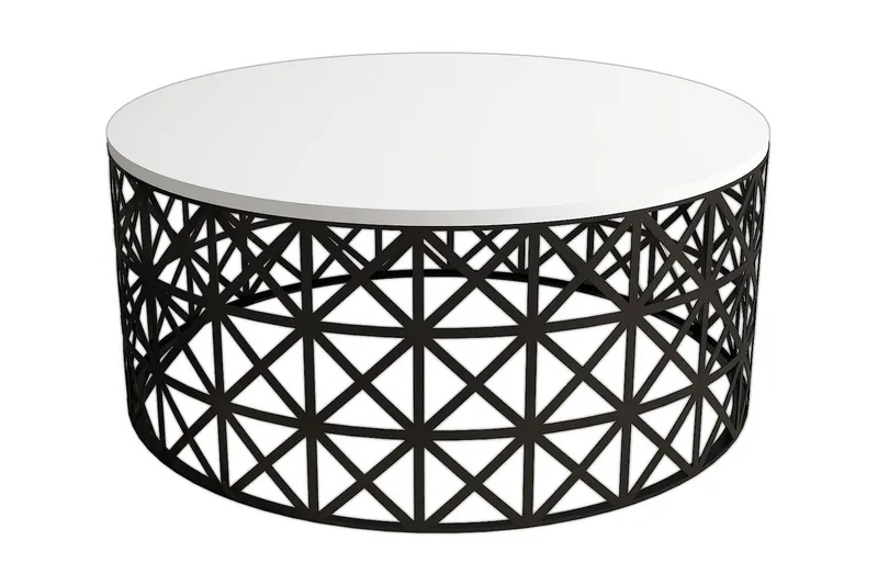 Hovdane Sofabord 90 cm Rundt, Hvid/Sort