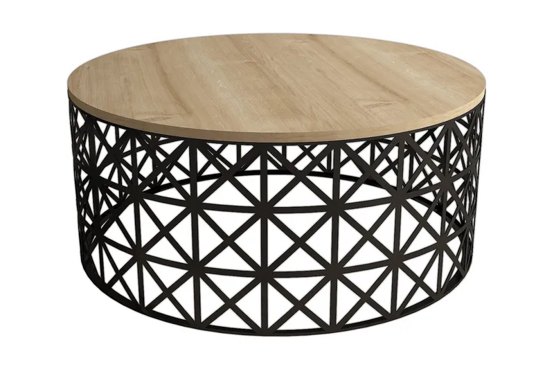 Hovdane Sofabord 90 cm Rundt, Lysebrun/Sort