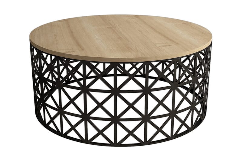 Hovdane Sofabord 90 cm Rundt, Lysebrun/Sort