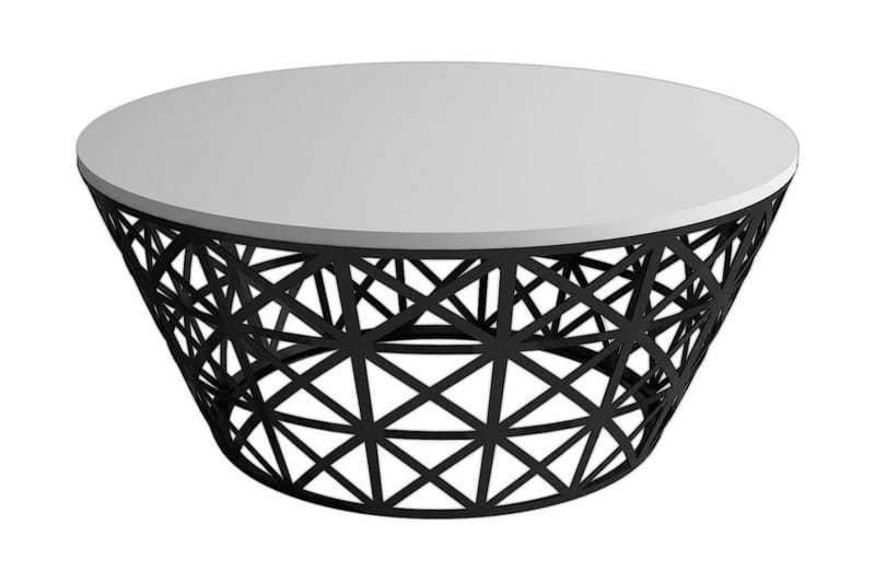 Hovdane Sofabord 90 cm Rundt Smallere, Cremehvid/Sort