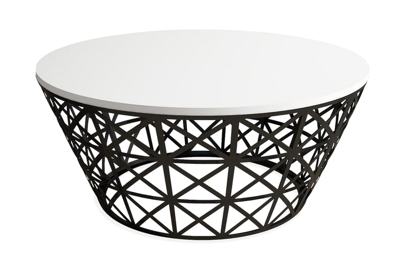 Hovdane Sofabord 90 cm Rundt Smallere - Hvid/Sort - Møbler - Borde - Sofabord