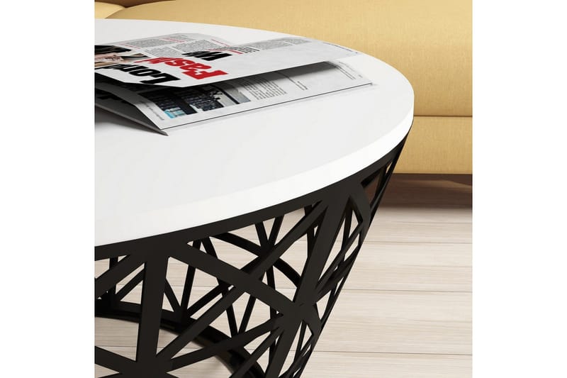 Hovdane Sofabord 90 cm Rundt Smallere - Hvid/Sort - Møbler - Borde - Sofabord
