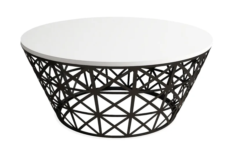 Hovdane Sofabord 90 cm Rundt Smallere - Hvid/Sort - Møbler - Borde - Sofabord