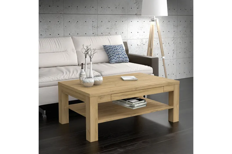 Hovencamp Sofabord 110 cm med Opbevaring Hylde - Brun - Møbler - Borde - Sofabord