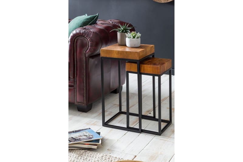 Hoysradt Indskudsbord 30 cm 2 Bord - Massivt Træ/Brun/Sort - Møbler - Borde - Sofabord