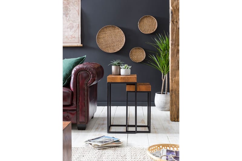 Hoysradt Indskudsbord 30 cm 2 Bord - Massivt Træ/Brun/Sort - Møbler - Borde - Sofabord