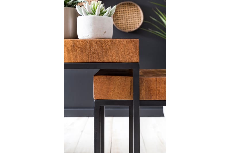 Hoysradt Indskudsbord 30 cm 2 Bord - Massivt Træ/Brun/Sort - Møbler - Borde - Sofabord