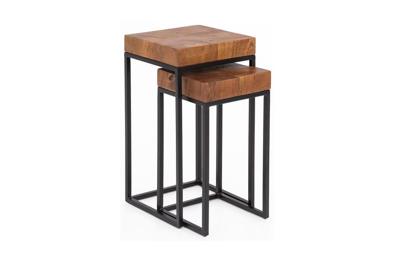 Hoysradt Indskudsbord 30 cm 2 Bord, Massivt Træ/Brun/Sort