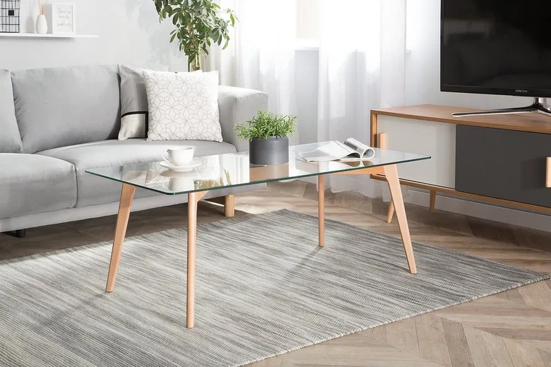 Hudson Sofabord 120 cm, Glas/Natur