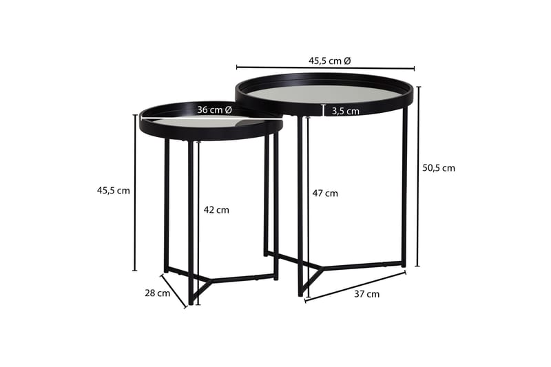Hueske Indskudsbord 46 cm - Sort - Møbler - Borde - Sofabord