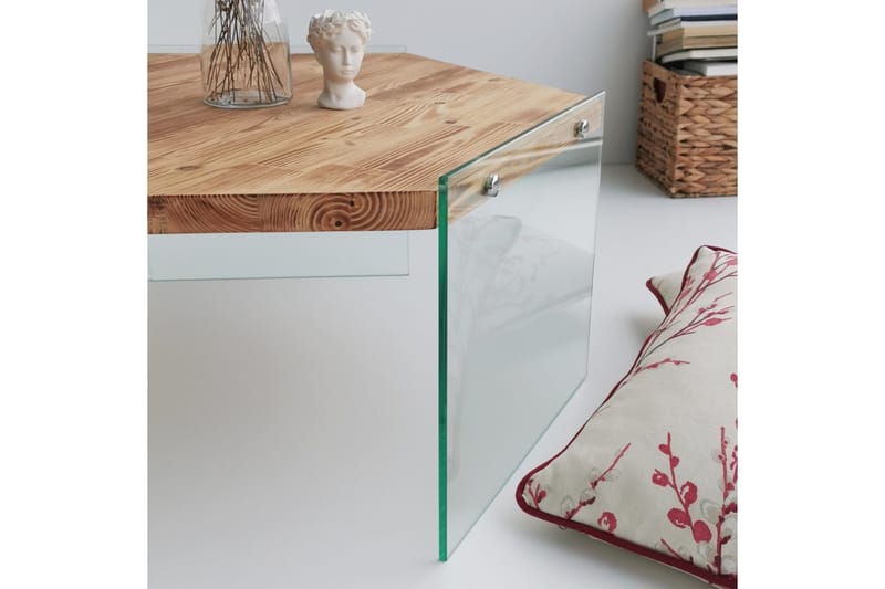 Huven 80 cm Hexagon Sofabord med Glasben i Fyr - Natur - Møbler - Borde - Sofabord