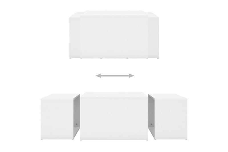 indskudsborde 3 dele 60x60x30 cm spånplade hvid - Hvid - Sofabord