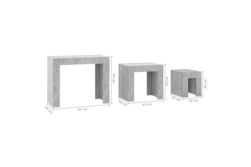 indskudsborde 3 stk. spånplade betongrå - Grå - Sofabord - Indskudsborde