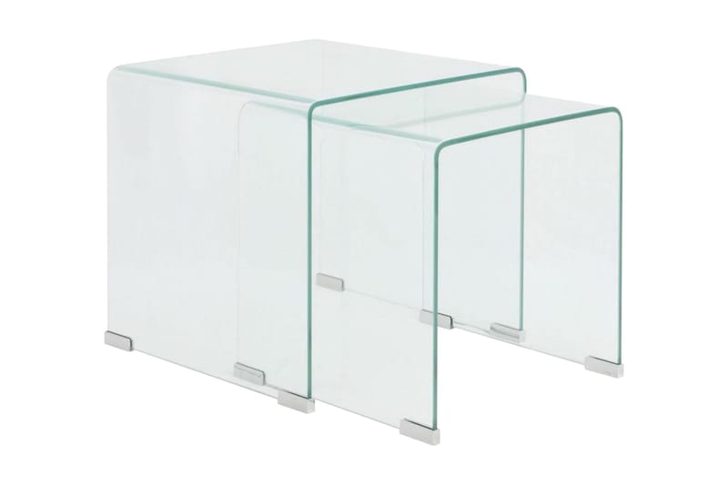 Indskudsbordsæt I 2 Dele I Hærdet Klart Glas - gennemsigtig - Sofabord