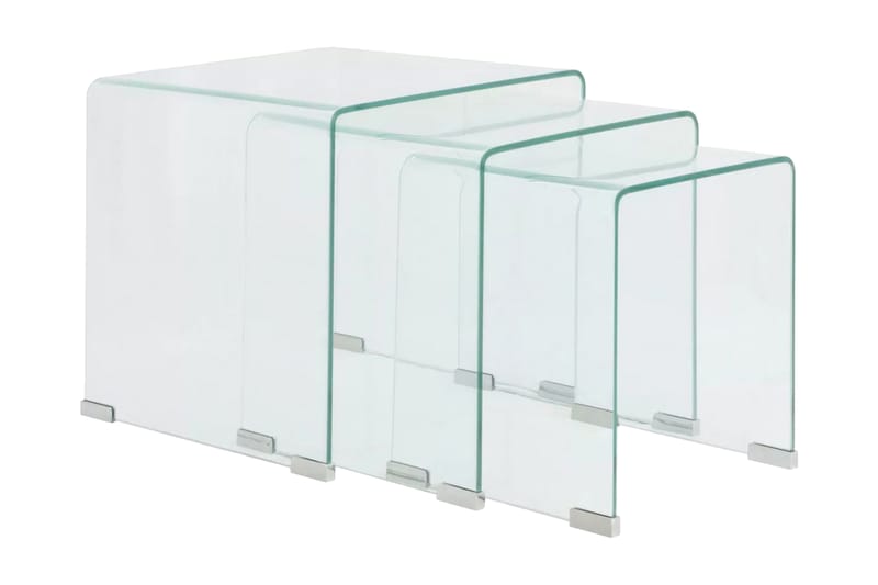 Indskudsbordsæt I 3 Dele I Hærdet Klart Glas - gennemsigtig - Sofabord